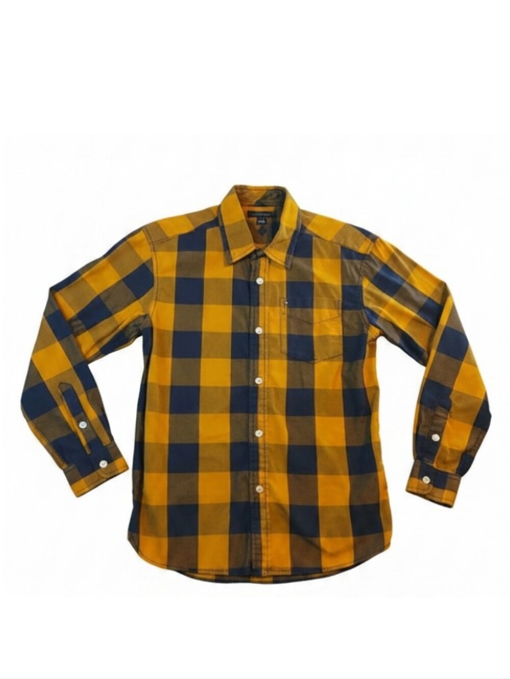 Y2K Tommy Hilfiger Plaid Flannel Shirt Boys 12-14 Years Yellow